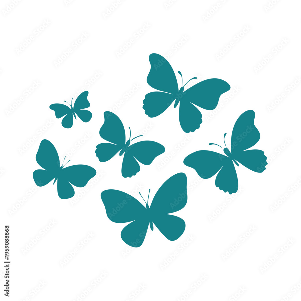 Obraz premium Butterfly silhouettes collection vector illustration. 