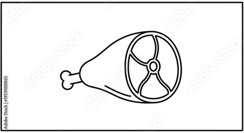 Black and White Line Art of a Ham Hock