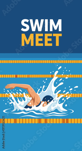Dynamic Swim Meet Competition Illustration Action Packed Aquatic Event