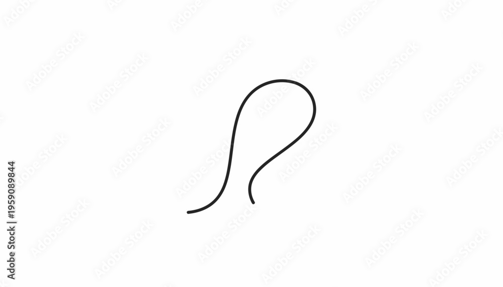 Obraz premium Abstract single black curved line on white background, minimalist design element