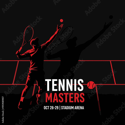Dynamic Tennis Masters Event Silhouette Dynamic Athlete Action