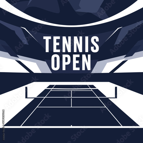 Dynamic Tennis Open Arena Graphic Design