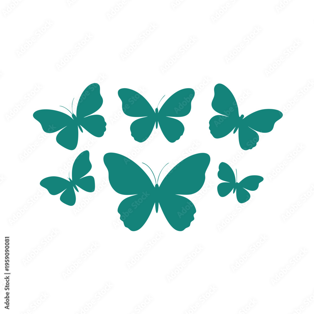 Obraz premium Butterfly silhouettes collection vector illustration. 