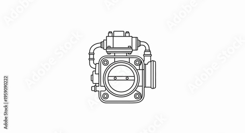 Automotive Throttle Body Assembly - Clean Line Drawing Illustration