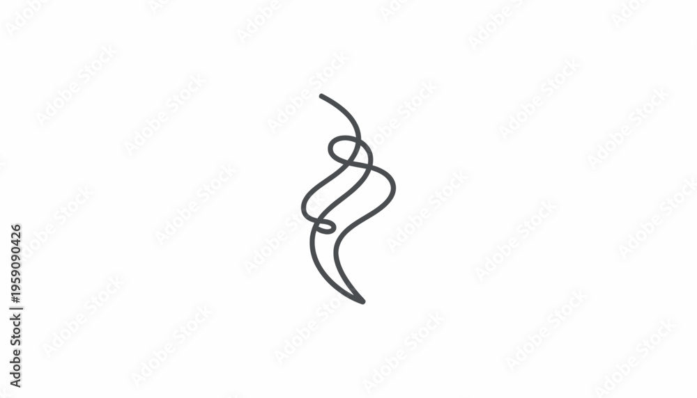 Fototapeta premium Abstract Swirl Smoke or Steam Line Art Icon on White Background