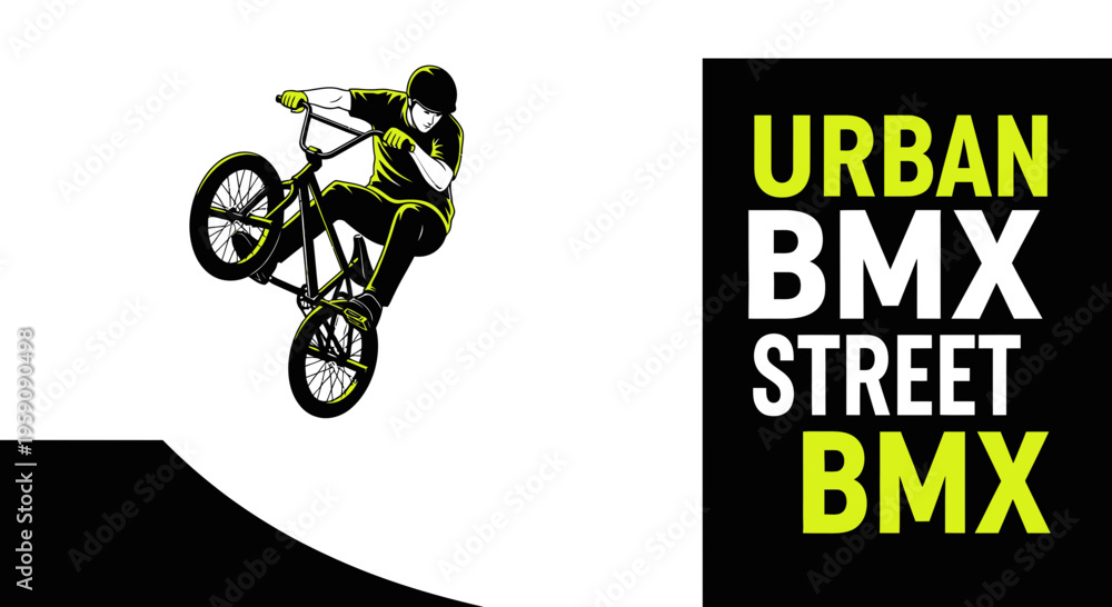 Fototapeta premium Dynamic Urban Bmx Rider Performing Extreme Street Stunts