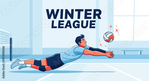 Dynamic Volleyball Action Celebrating Winter League Competition Spirit
