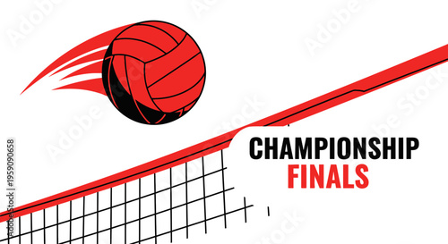 Dynamic Volleyball Action Depicting Championship Finals Game with Clean Modern Graphic