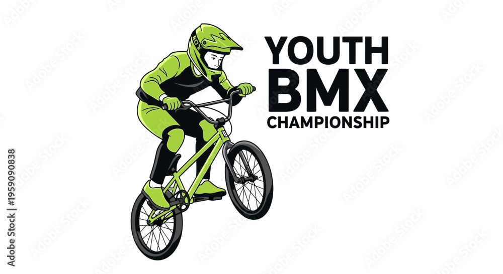 Fototapeta premium Dynamic Youth Bmx Rider In Action Celebrating Championship Victory