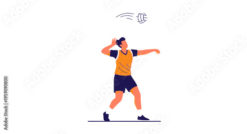 Dynamic Volleyball Player Executing a Powerful Serve on Court