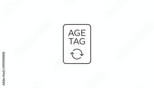 Age Tag Icon with Refresh Arrows, Concept of Age Verification and Renewal
