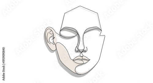 Abstract Face Line Art Minimalist Style, Single Line Drawing, Modern Art