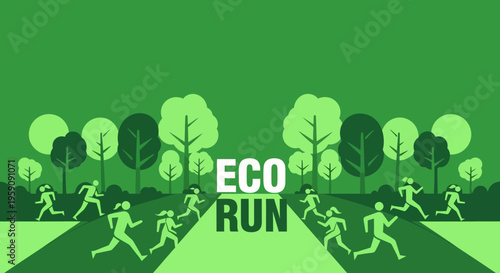 Eco-Friendly Race: Illustrative Image Of Runners Participating In a Green Environment