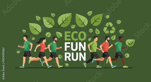 Eco-Friendly Runners Participating In A Fun Run Race For Environmental Sustainability Goals