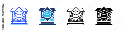 Homeschooling Multi Style Icon Set Vector 