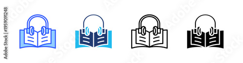 Audio Book Multi Style Icon Set Vector 