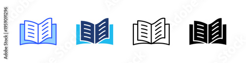 Book Multi Style Icon Set Vector 