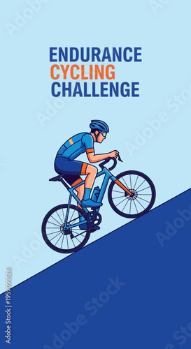 Endurance Cycling Challenge: Athlete Rides Uphill, Promoting Fitness and Competitive Spirit
