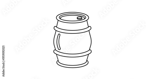 Vintage Wooden Barrel Outline Icon
