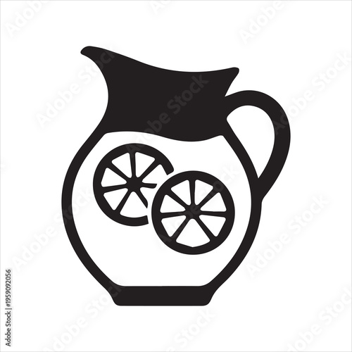 Lemonade pitcher silhouette vector art illustration on white background