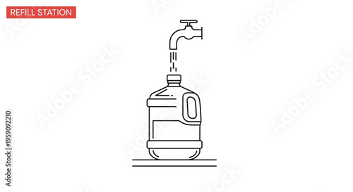 Water Bottle Refill Station: Tap Dispensing Water into Large Jug