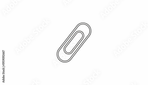 Simple paperclip icon, isolated on white background, office supplies, stationery, minimalist design