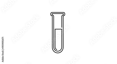 Simple Outline of a Test Tube with Liquid, Science and Laboratory Icon