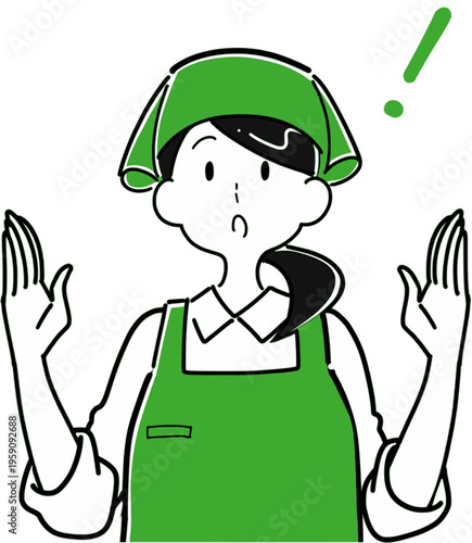 驚く女性店員ひらめき 発見 びっくり