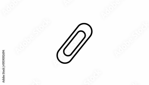 Simple paperclip icon, office supplies, stationery, minimalist design