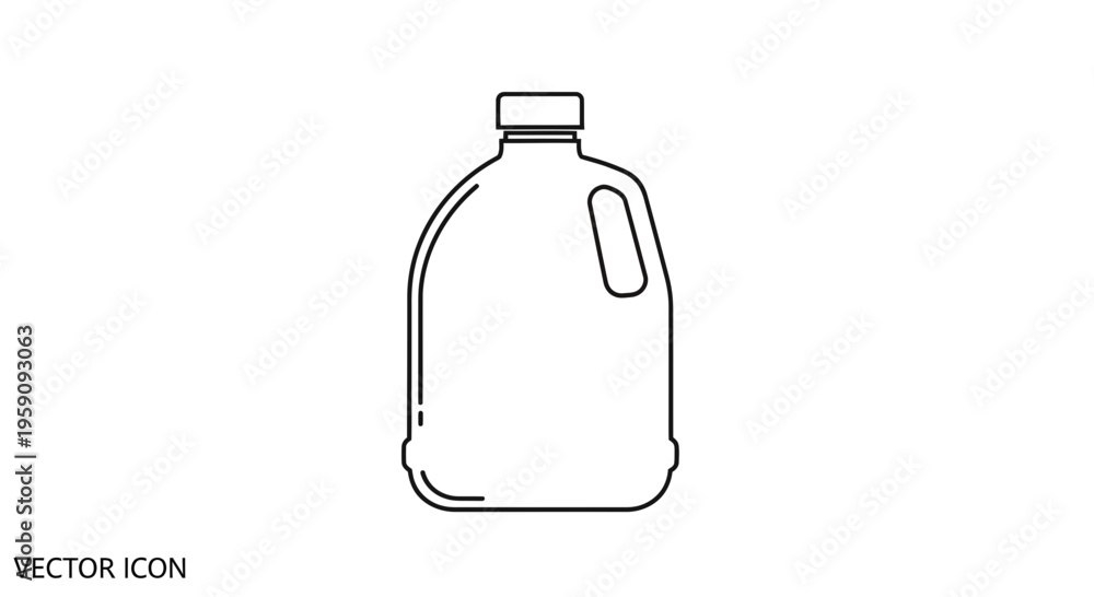 Obraz premium Simple vector line art icon of a plastic jug with handle, white background