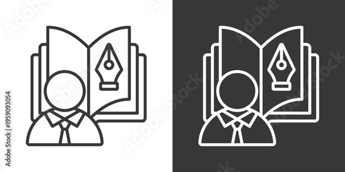 Author Icon Set Vector Collection Isolated In Black And White