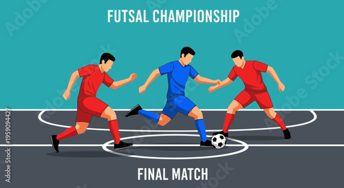 Energetic Futsal Championship Match Displaying Intense Player Action