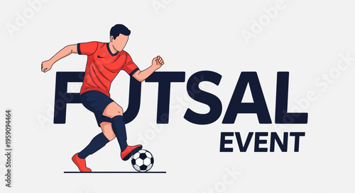Energetic Futsal Event Player Kicking Ball Design