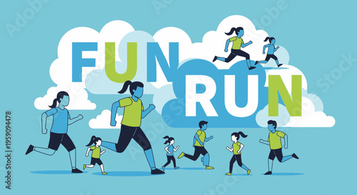 Energetic Fun Run Event With Diverse Participants Joyfully Racing Forward