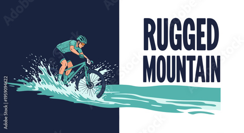 Energetic Mountain Biker Conquering Water Obstacle With Dynamic Splash