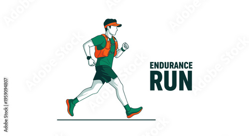 Energetic Runner Engaged In Endurance Activities Depicted In Vibrant Vector Style Illustration