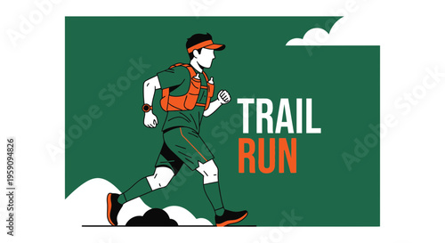 Energetic Runner In Action On Trail Depicted In Modern Digital Illustration