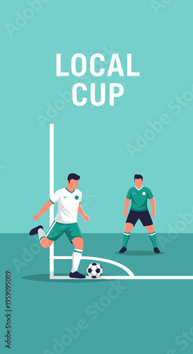 Energetic Soccer Player Kicking Ball During Local Tournament Match