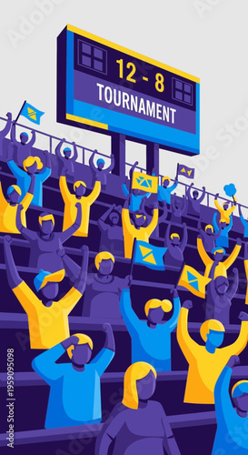 Energetic Sports Fans Cheering During Tournament Competition Excitement