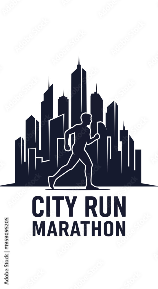 Fototapeta premium Energetic Silhouette of Runner in Urban Landscape, Ready to Conquer City Marathon Race