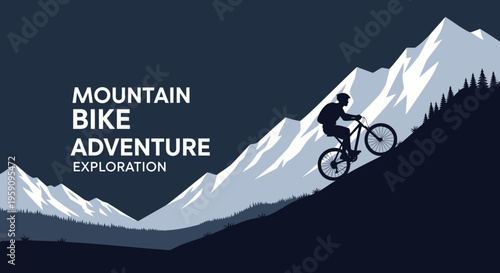 Epic Mountain Biking Illustration Showcasing Adventure, Exploration and Challenging Terrain