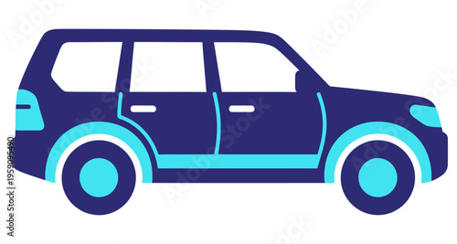 Dark Blue SUV Vehicle Side Profile with Light Blue Accents for Urban Commuting