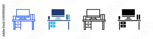 Workspace Multi Style Icon Set Vector 