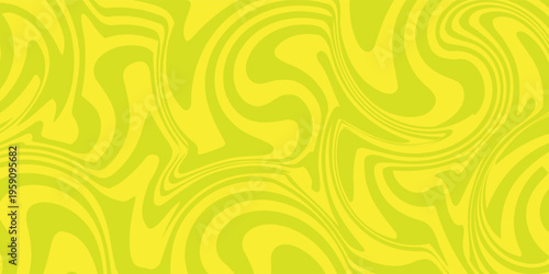 Abstract green yellow background with hypnotic wavy lines pattern. Fresh and natural background.