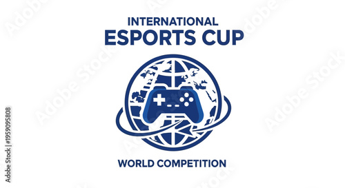 Esports Cup: Global Gaming Championship Featuring Controller Logo And World Competition