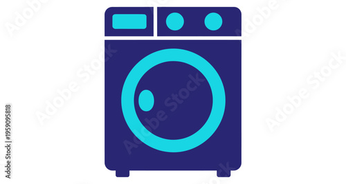 Front Load Washing Machine Icon Clean Laundry Appliance Detail Minimalist Graphic