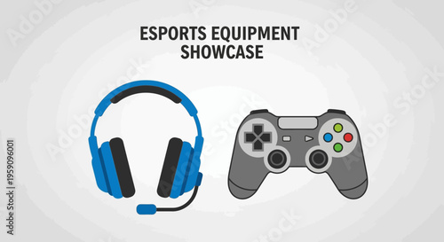 Esports Gaming Gear Showcase Featuring Headphones And Controller