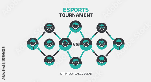 Esports Tournament: A Strategic Battle Depicted Through Connected Icons and Visuals