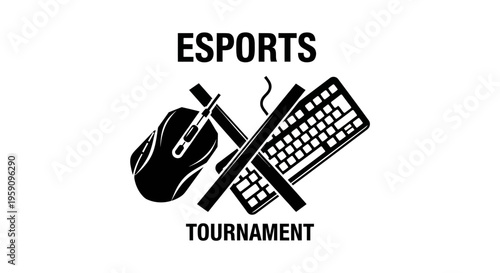 Esports Tournament Emblem With Gaming Gear And Text