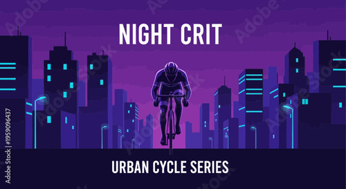 Evening Cycling Race in Metropolis: A Neon-Lit Urban Cycle Series Illustration
